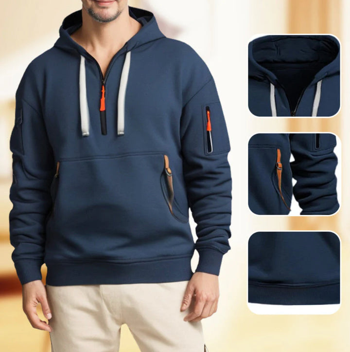 Men's functional hoodie with innovative zipper and practical pockets Lisslune