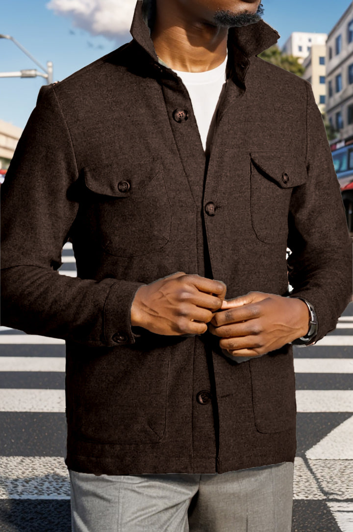 Men's timeless utility jacket with practical pockets and stand-up collar Lisslune