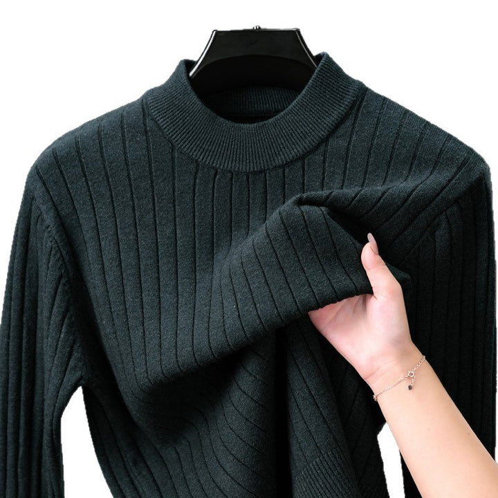 Men's knit sweater with modern rib design and high collar Lisslune