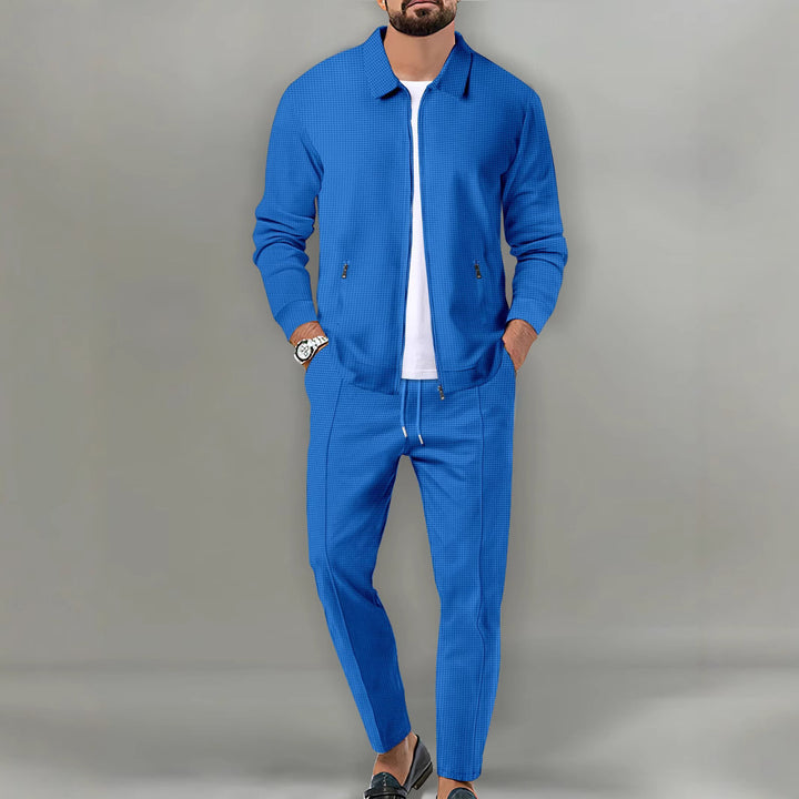 Men's sporty suit set with fashionable zipper and elastic waistband Lisslune
