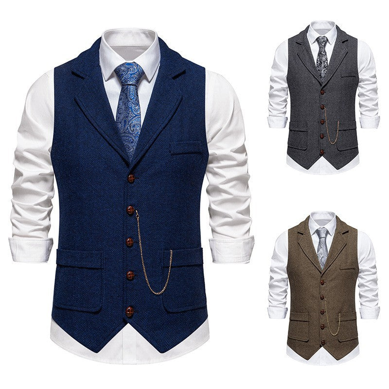 Men's Elegant Waistcoat in Modern Houndstooth Pattern Lisslune