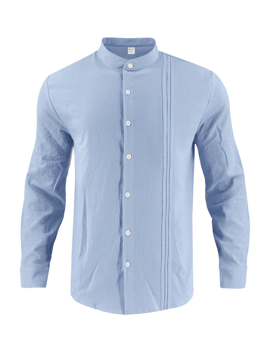 Men's fashionable long-sleeve shirt with textured surface and innovative stand-up collar Lisslune