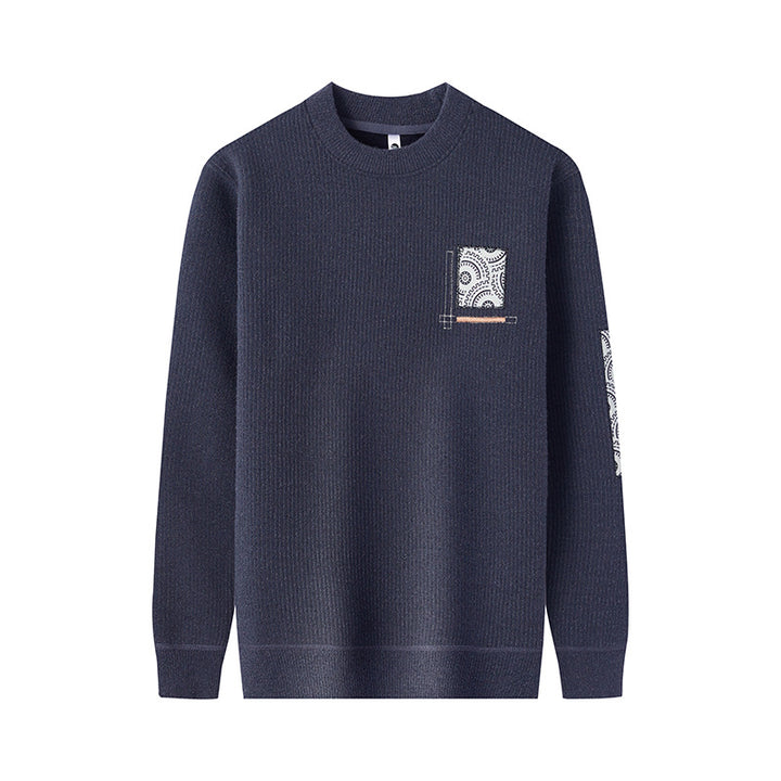 Men's cozy knitted sweater with unique print pattern Lisslune