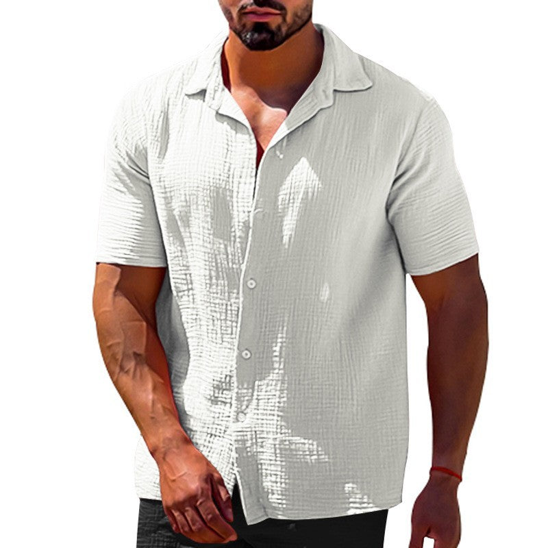 Men's short-sleeve shirt with textured fabric and modern fit Lisslune