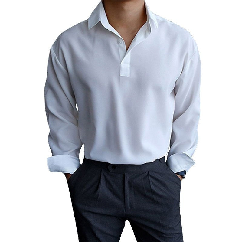 Men's long-sleeve shirt with modern polo collar and elegant fit Lisslune