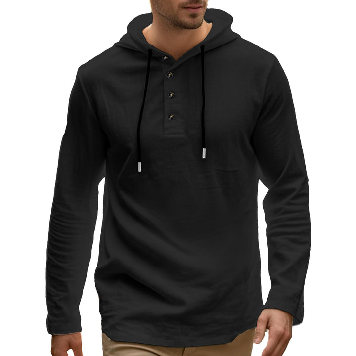 Men's sporty hoodie with button placket and functional pockets Lisslune