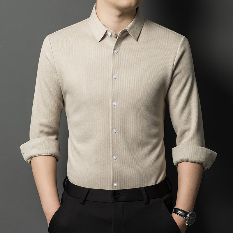 Men's Elegant Long Sleeve Shirt with Fine Structural Design Lisslune