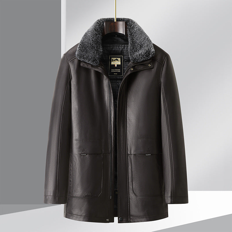 Men's Elegant Leather Jacket with Insulating Inner Lining Lisslune