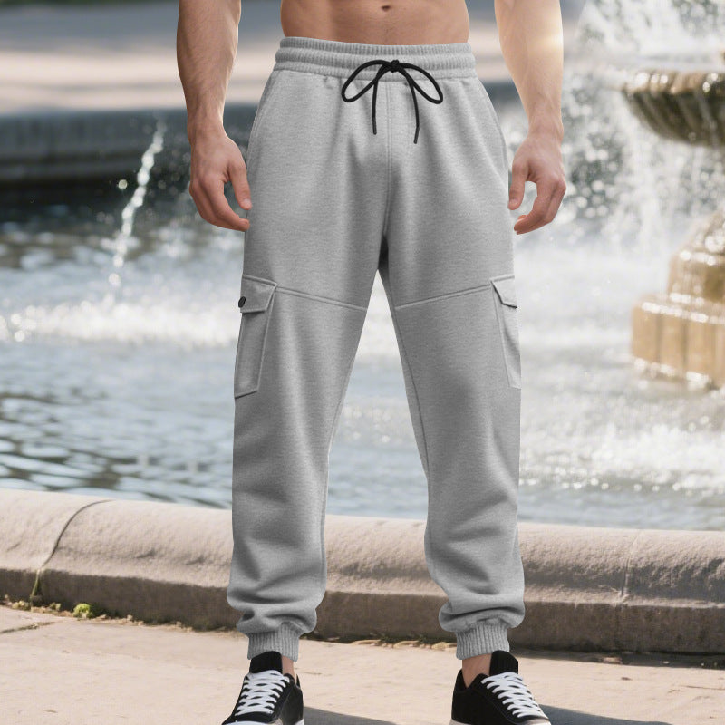 Men's comfortable cargo joggers with elastic waistband and multifunctional pockets Lisslune