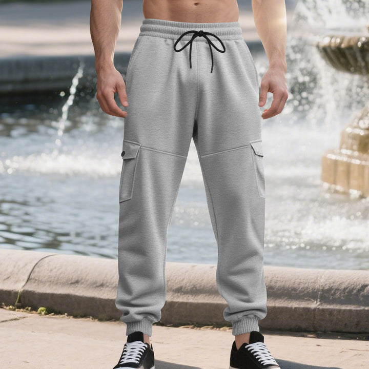 Men's comfortable cargo joggers with elastic waistband and multifunctional pockets Lisslune