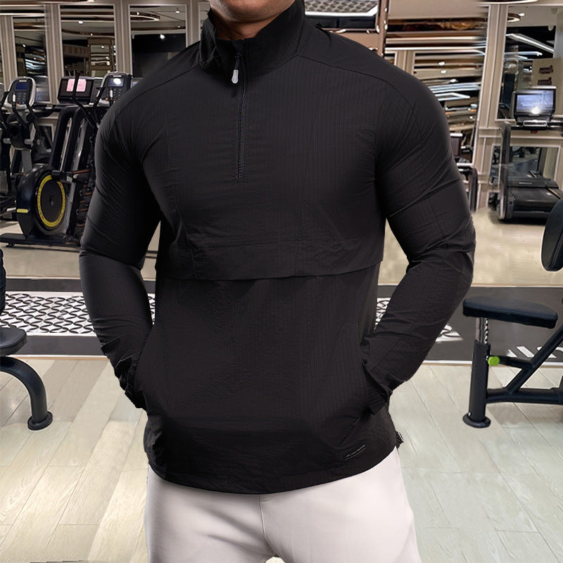 Men's Sporty Functional Jacket with High Collar and Zipper Lisslune