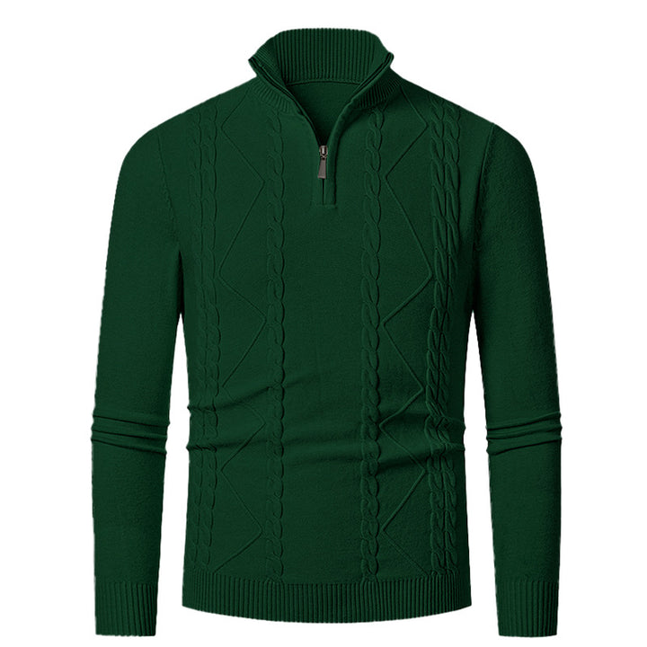 Men's knit sweater with half-zip and textured pattern Lisslune