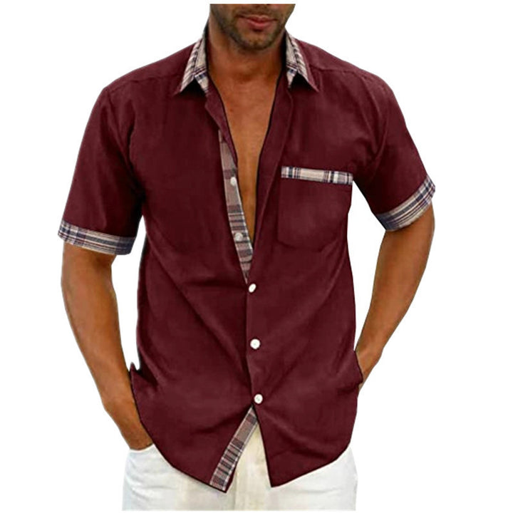 Men's short-sleeve shirt with modern check design and practical patch pocket Lisslune
