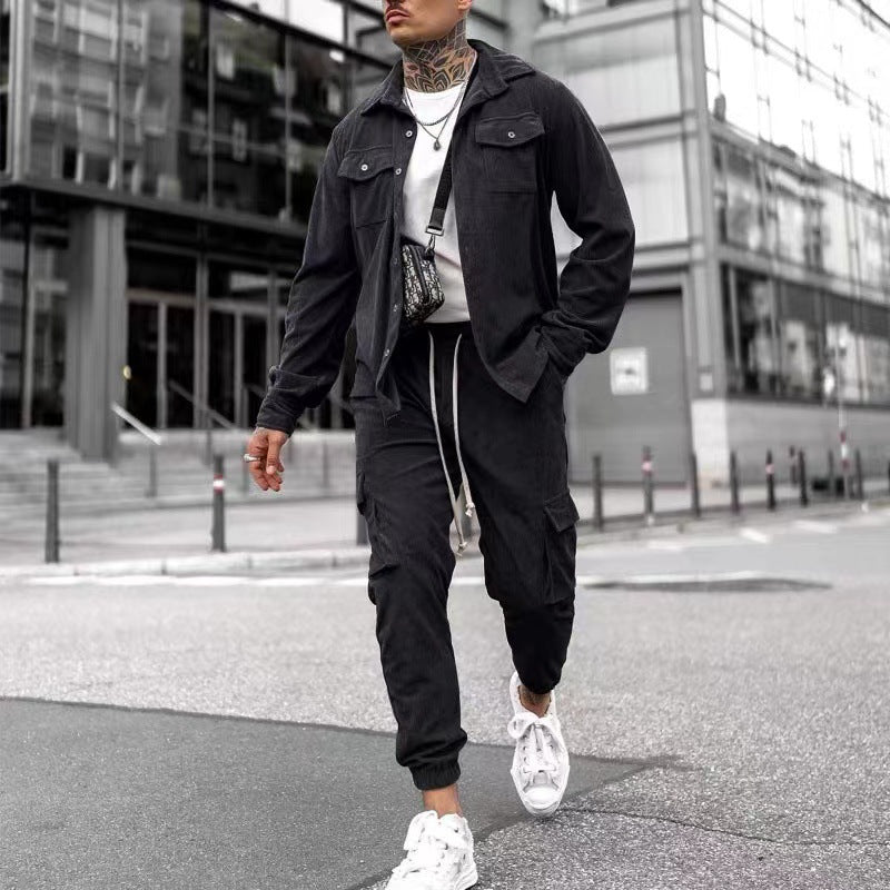 Men's stylish cargo pants with practical cut and casual jacket Lisslune
