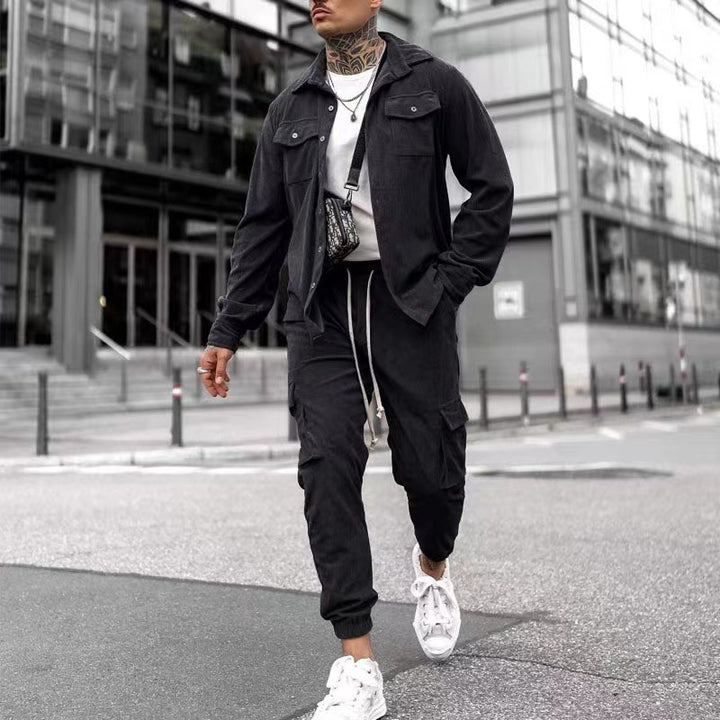 Men's stylish cargo pants with practical cut and casual jacket Lisslune