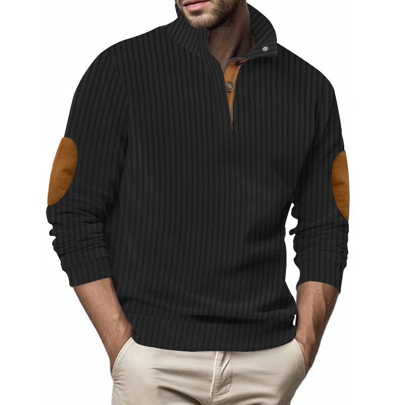 Men's quilted pullover with textured design and contrast patches Lisslune