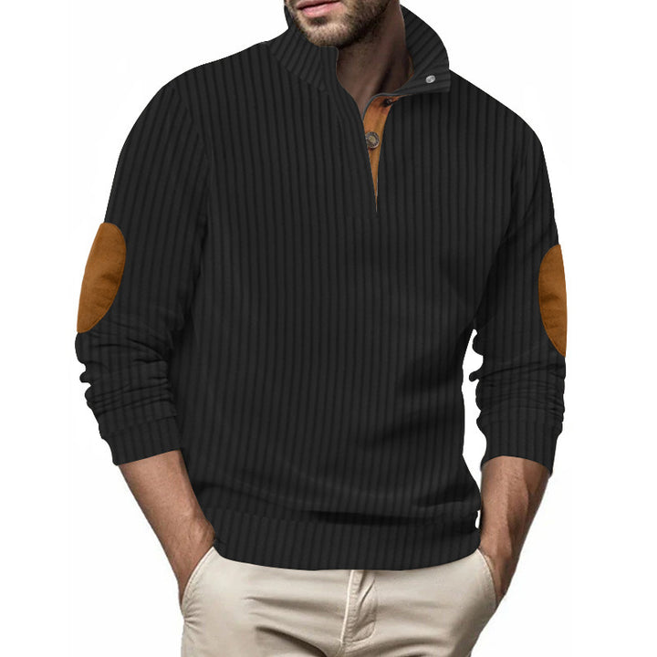 Men's quilted pullover with textured design and contrast patches Lisslune