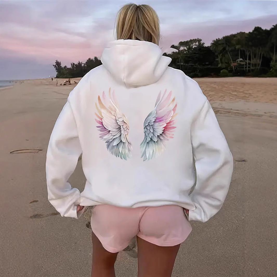 Women's hoodie sweatshirt with imaginative wing motif Lisslune