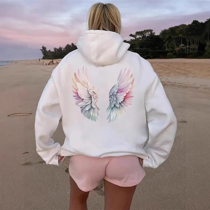 Women's hoodie sweatshirt with imaginative wing motif Lisslune