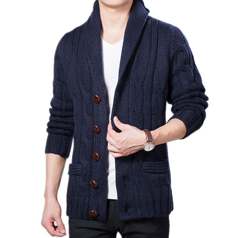 Men's cardigan with deep collar and elegant buttons Lisslune