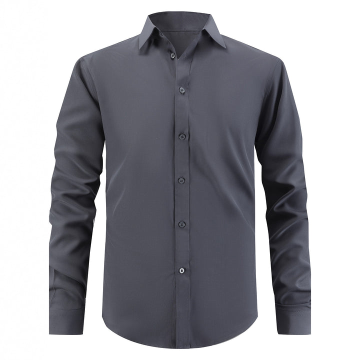 Men's stylish long-sleeve shirt with smooth texture and classic collar Lisslune