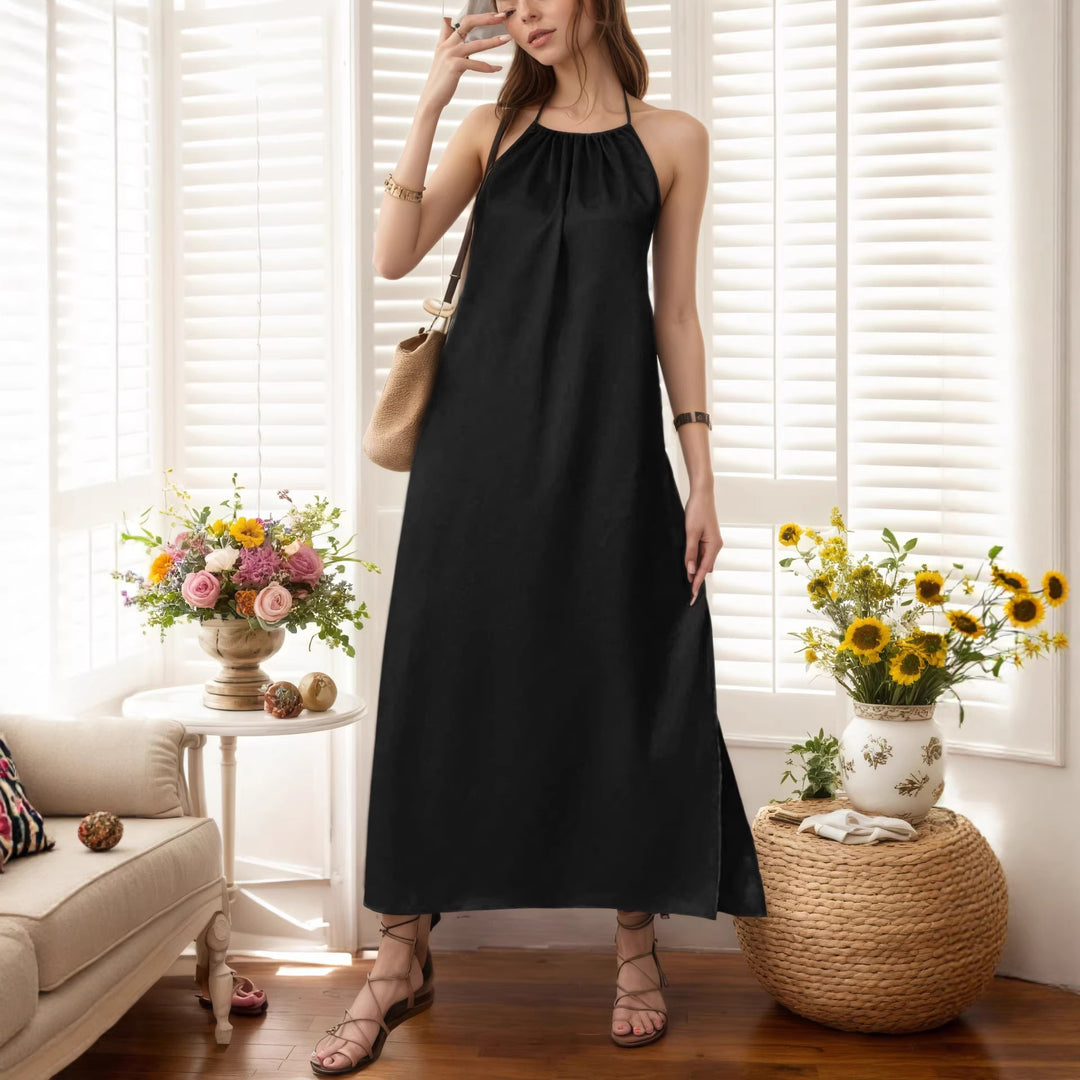 Women's Maxi Dress with Elegant Halter Strap Lisslune