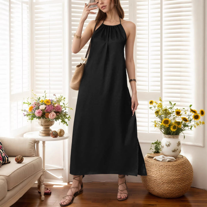 Women's Maxi Dress with Elegant Halter Strap Lisslune