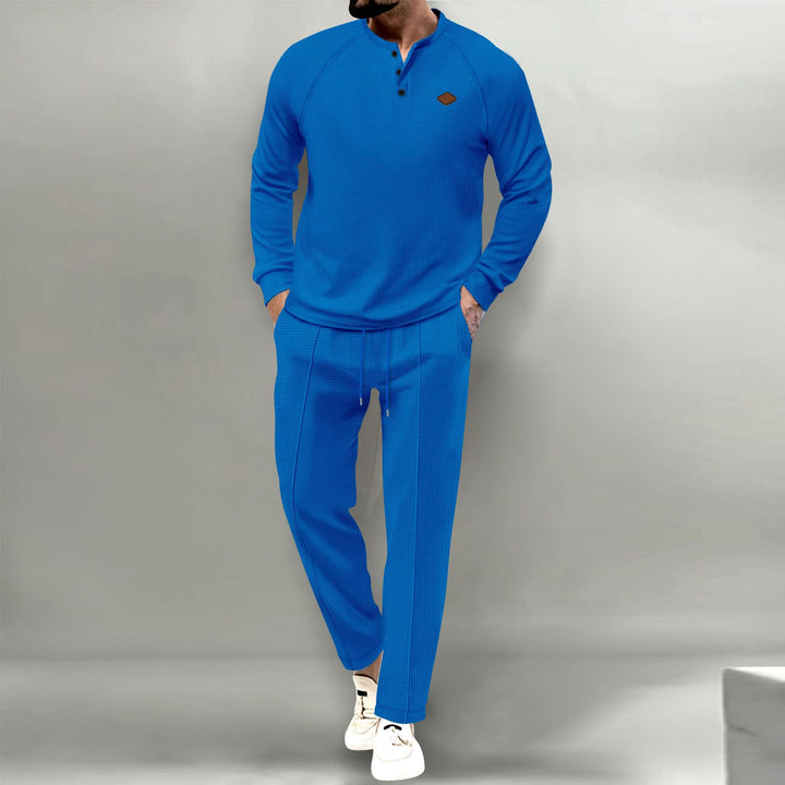 Men's casual long-sleeve shirt with button placket and elegant joggers Lisslune