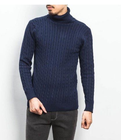 Men's fashionable turtleneck sweater with textured knit look Lisslune
