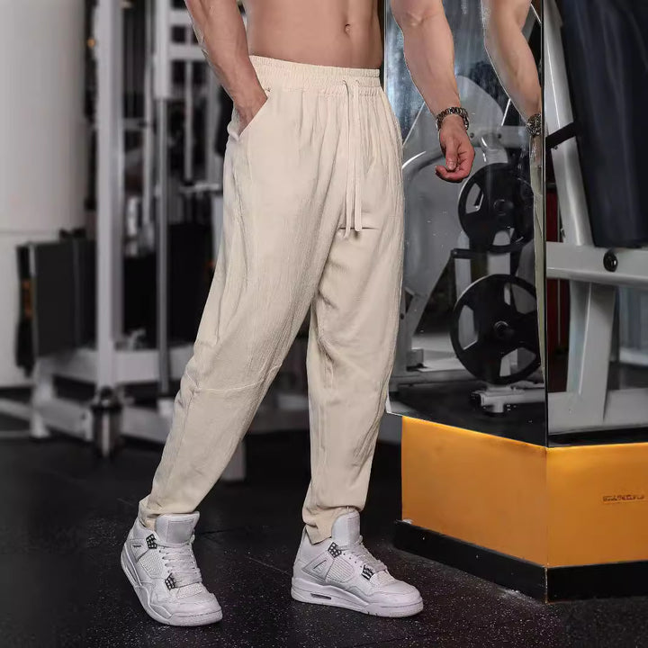 Men's lightweight leisure pants with elastic waistband and practical side pockets Lisslune