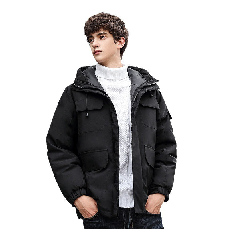 Men's weatherproof utility jacket with hood and pockets Lisslune