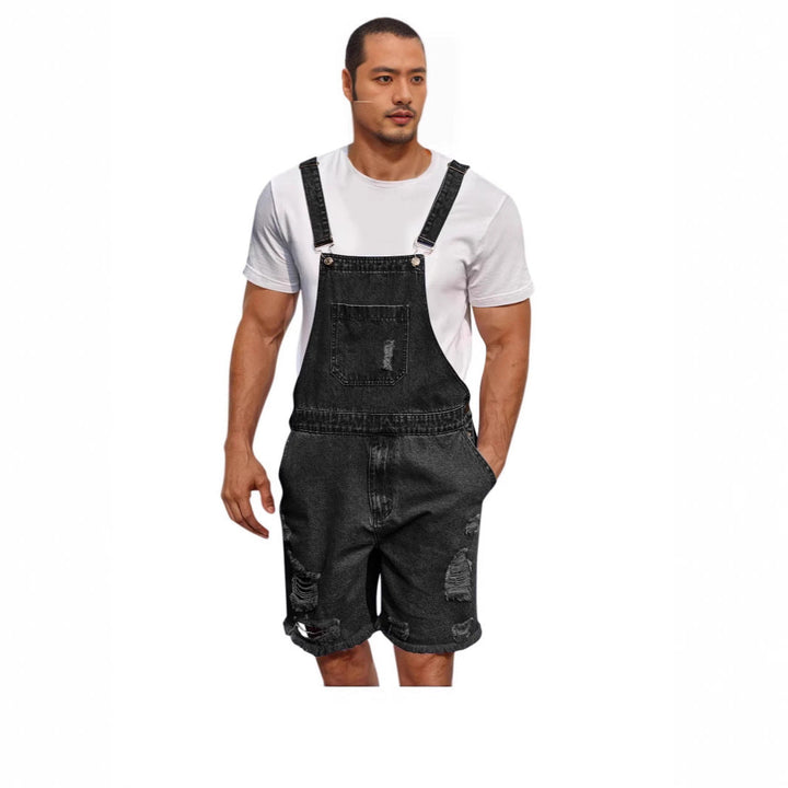 Men's Casual Denim Overall in Distressed Look Lisslune