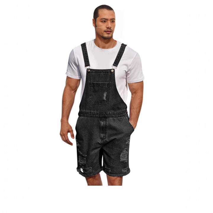 Herren Denim-Latzshorts im lässigen Design mit Aufgesetzten Taschen Lisslune