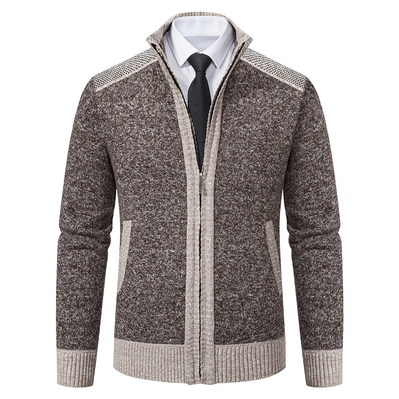 Men's quilted cardigan with high collar and practical pockets Lisslune