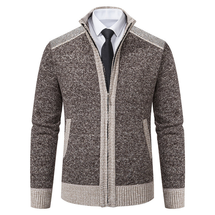Men's quilted cardigan with high collar and practical pockets Lisslune