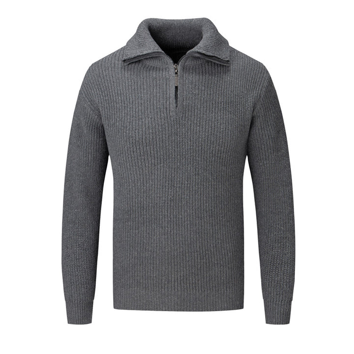 Men's leisure pullover with half zipper and textured knit pattern Lisslune