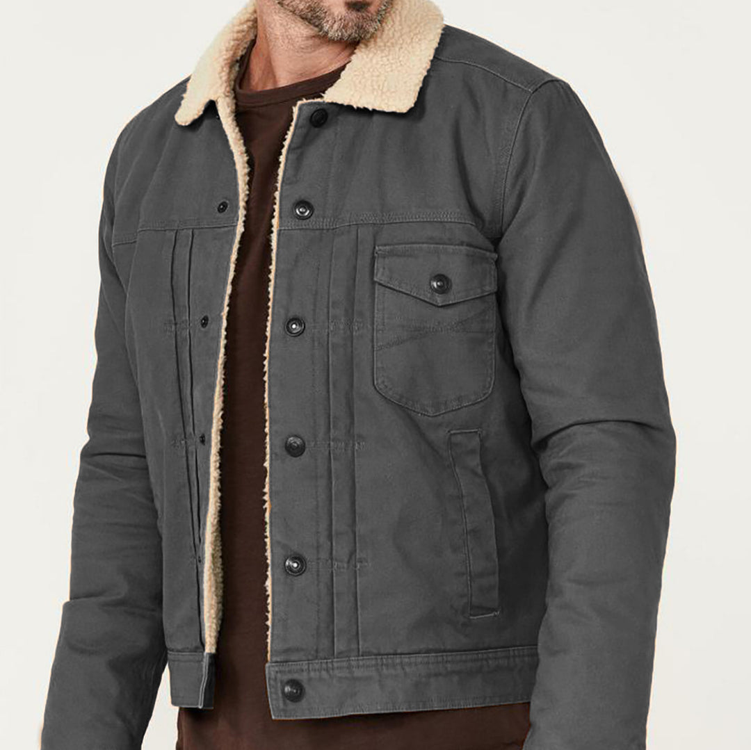Men's cozy and stylish fleece jacket with snap buttons Lisslune
