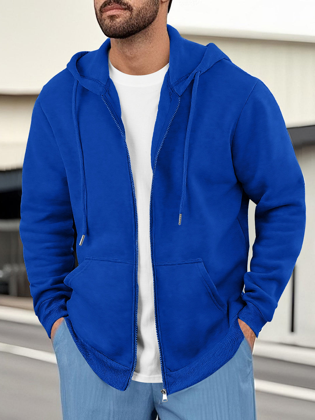 Men's casual hoodie jacket with breathable sweat fabric and practical pockets Lisslune