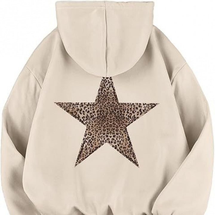 Women's hoodie with stylish leopard star design and relaxed fit Lisslune