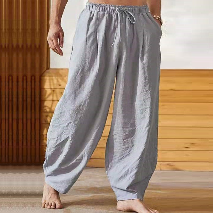 Men's relaxed linen pants with elastic waistband Lisslune
