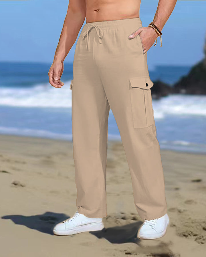 Men's casual cargo pants with elastic waistband and practical side pockets Lisslune