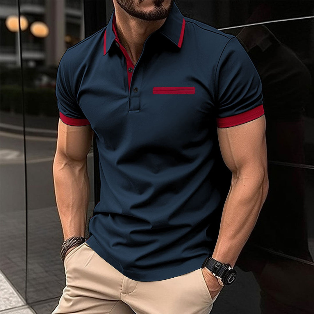 Men's polo shirt with stylish contrast collar and practical chest pocket Lisslune