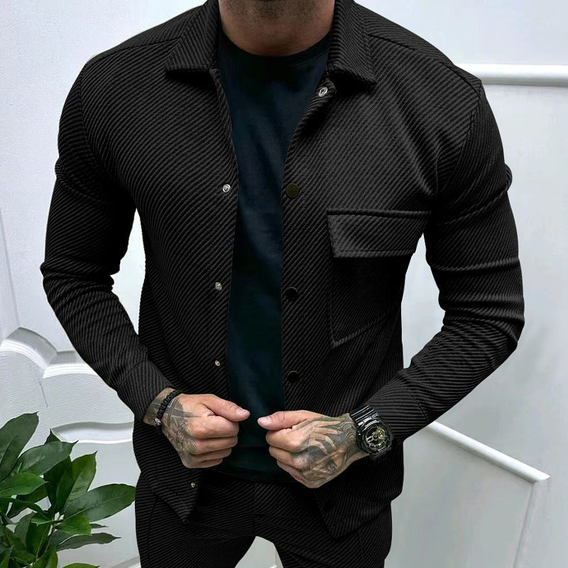 Men's casual jacket with striped design and practical pockets Lisslune