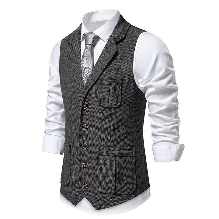 Men's suit vest in classic herringbone design with practical pockets Lisslune