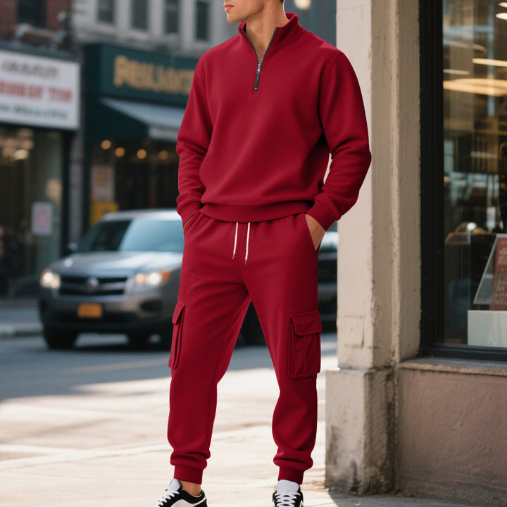 Men's sporty leisure set with high collar and practical cargo pockets Lisslune