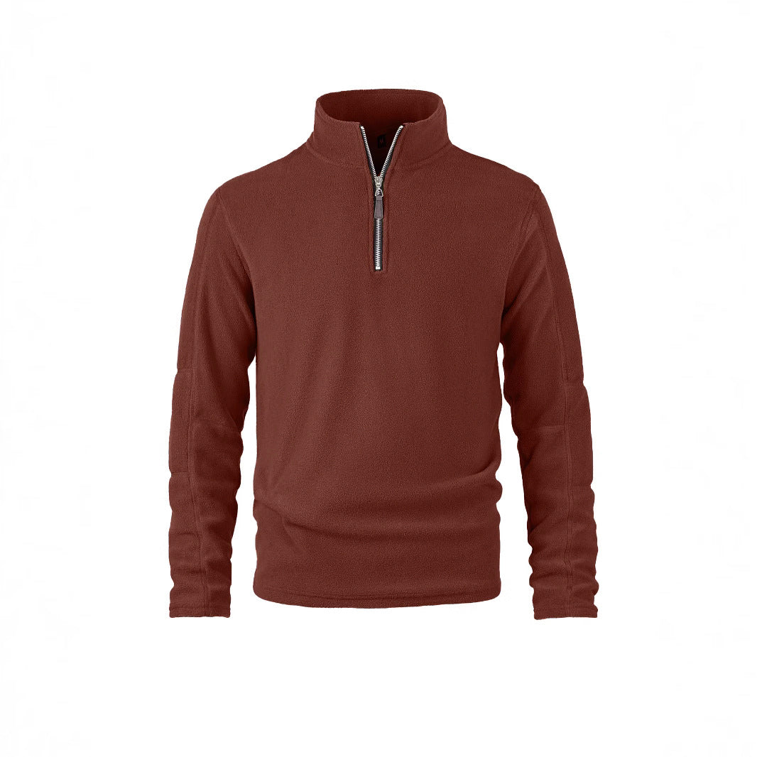 Men's fleece pullover with half zipper and high collar Lisslune
