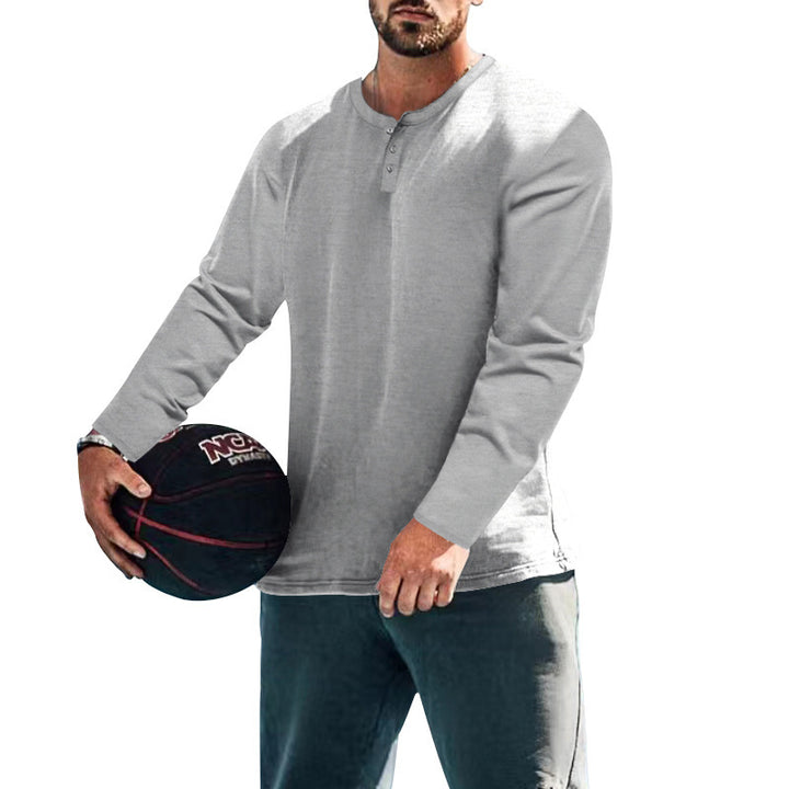 Men's long-sleeve sports top with button placket and breathable properties Lisslune