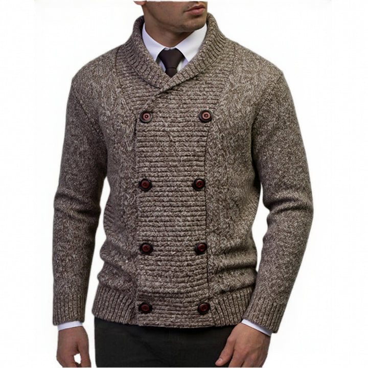 Men's stylish knitted sweater with double button closure and textured design Lisslune