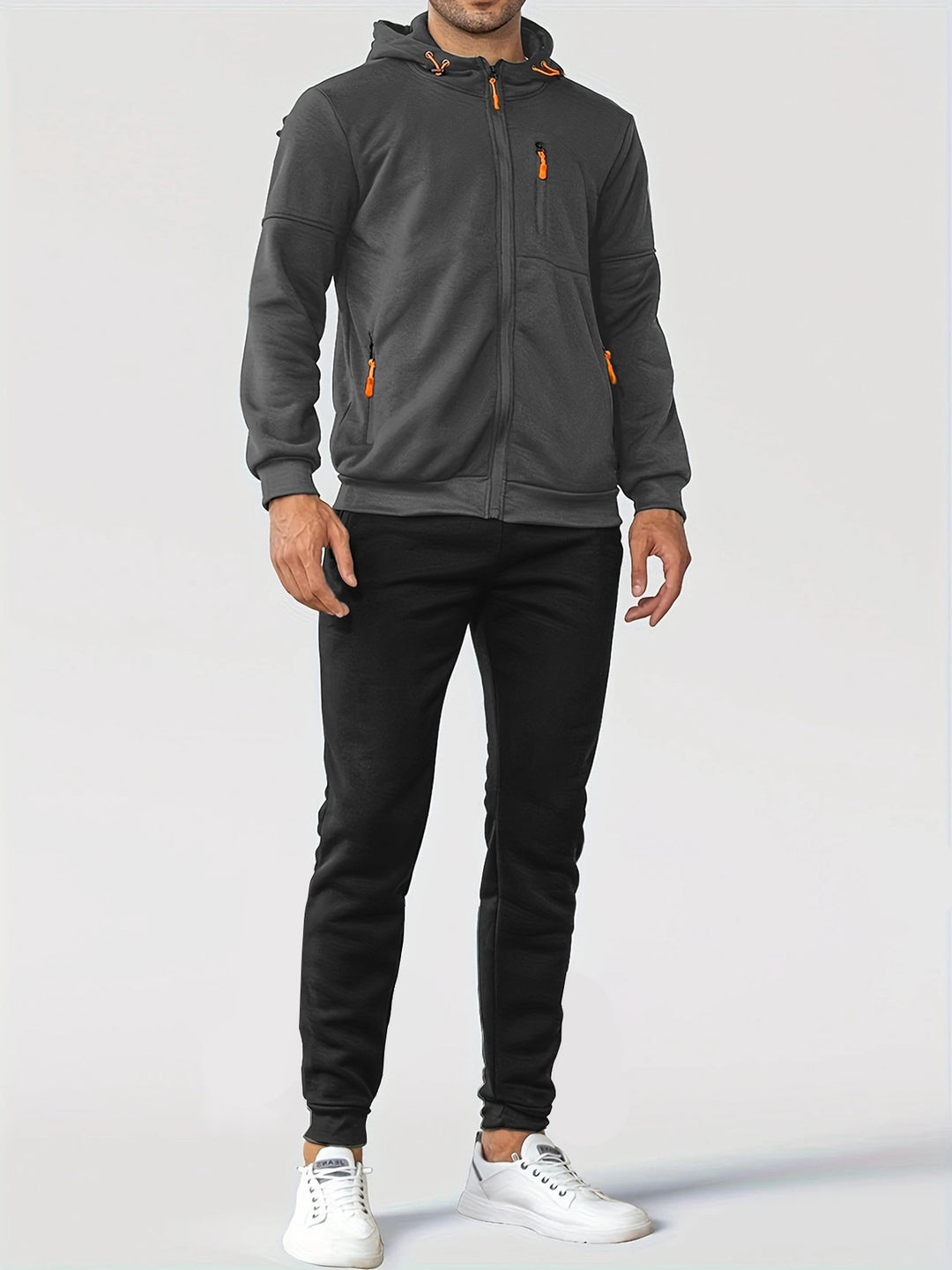 Men's Sporty Sweat Jacket and Jogging Pants Set with Functional Pockets Lisslune
