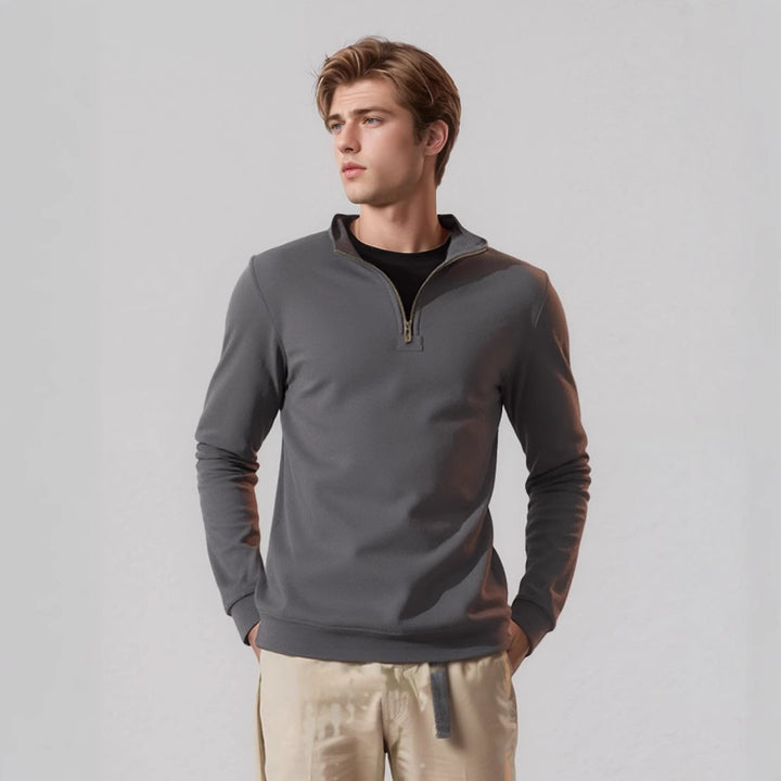 Men's sporty pullover with half zipper Lisslune